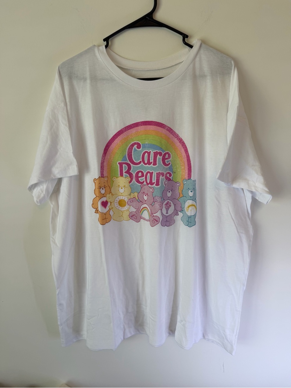 Care Bears White Tee with Rainbow & Multi-Color Bears